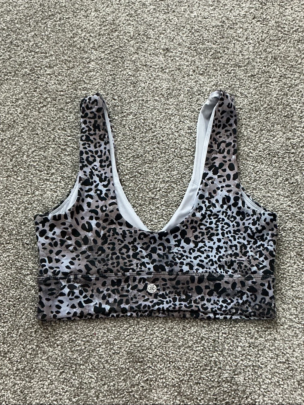 Leopard-Print V-Neck Bralette - Purple/Brown/Black